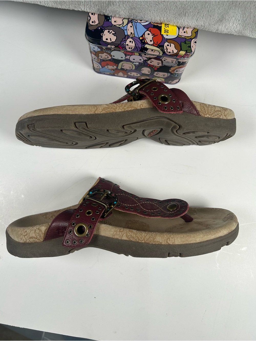Taos Serena Red and Yellow bohemian buckle Leather Sandals - Picture 9 of 9